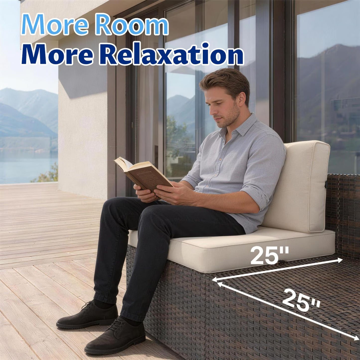 Sunmthink 7-Piece Wicker Patio Furniture Sets, Outdoor Conversation Set with 4 Inches Thick Cushions and Waterproof Cover