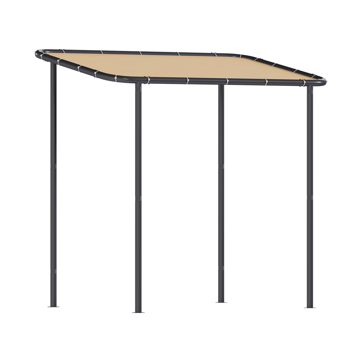 Clouddwell 8×5 FT Wall-Mounted Sloped Roof Outdoor Pergola Canopy, Water-Resistant & UV-Resistant Metal Patio Gazebo for Backyard Garden Porch in Khaki