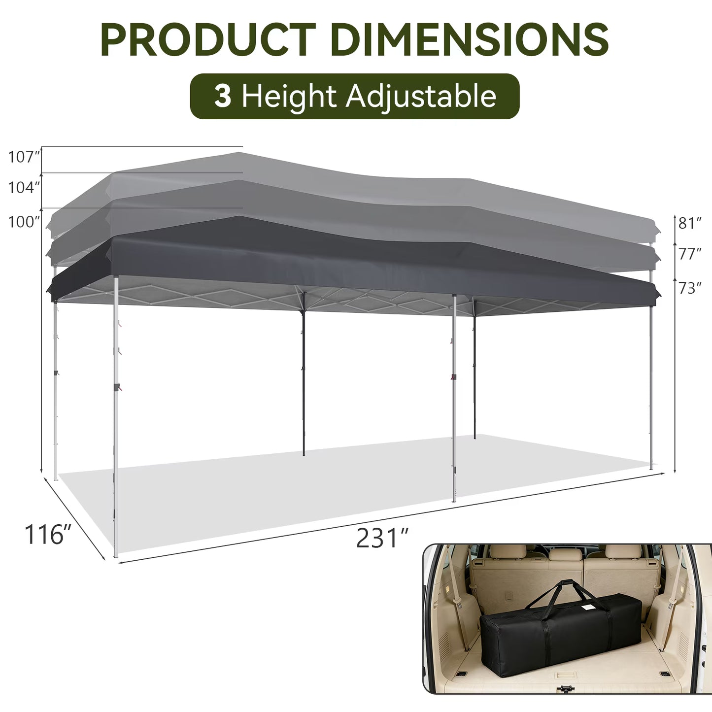 Aoxun 10x20 Pop Up Canopy Tent with 6 Removable Sidewalls, Instant Setup Party Tent Waterproof Outdoor Canopy Featuring 3 Adjustable Heights, Portable Shelter for Parties, Weddings, Commercial