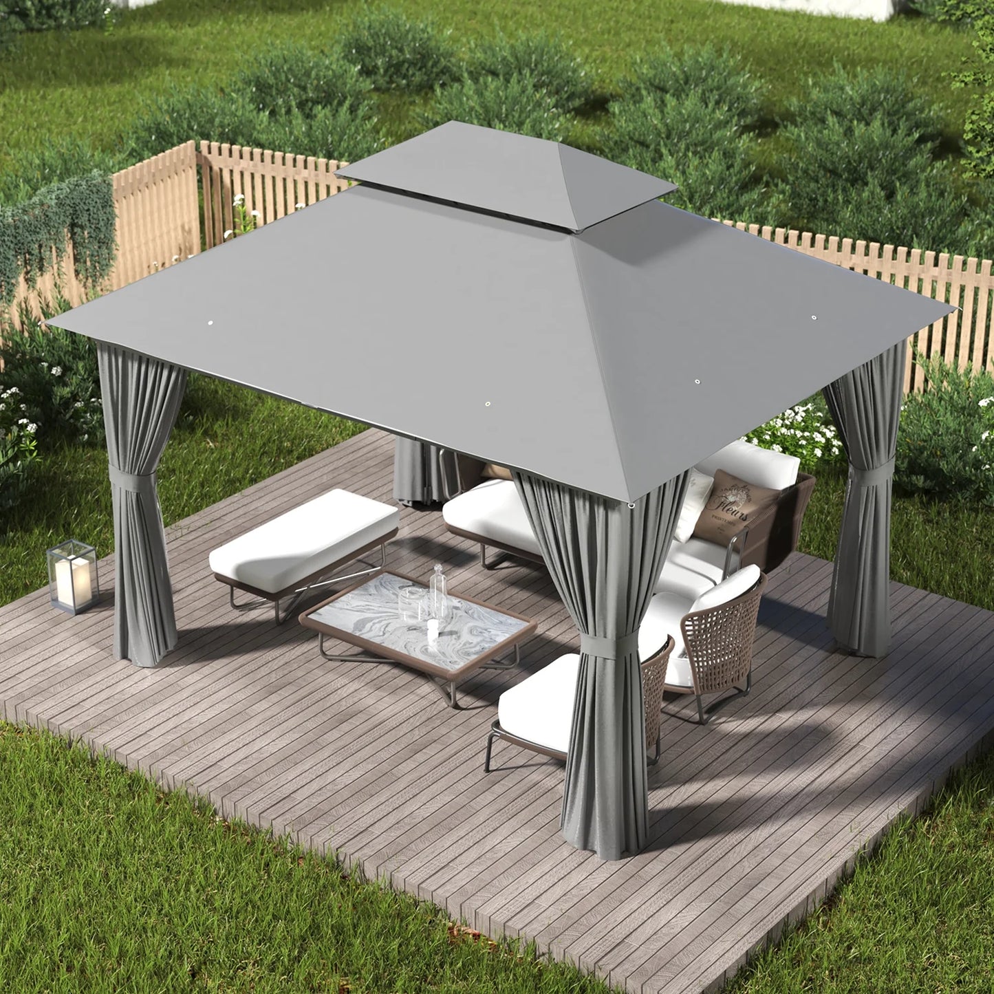 Clouddwell 10'x12' Outdoor Gazebo – Sturdy Metal Frame Canopy with Dual-Layer Roof, Heavy-Duty Party Tent Featuring Mosquito Netting & Privacy Screens for Patio, Garden, Deck, or Lawn