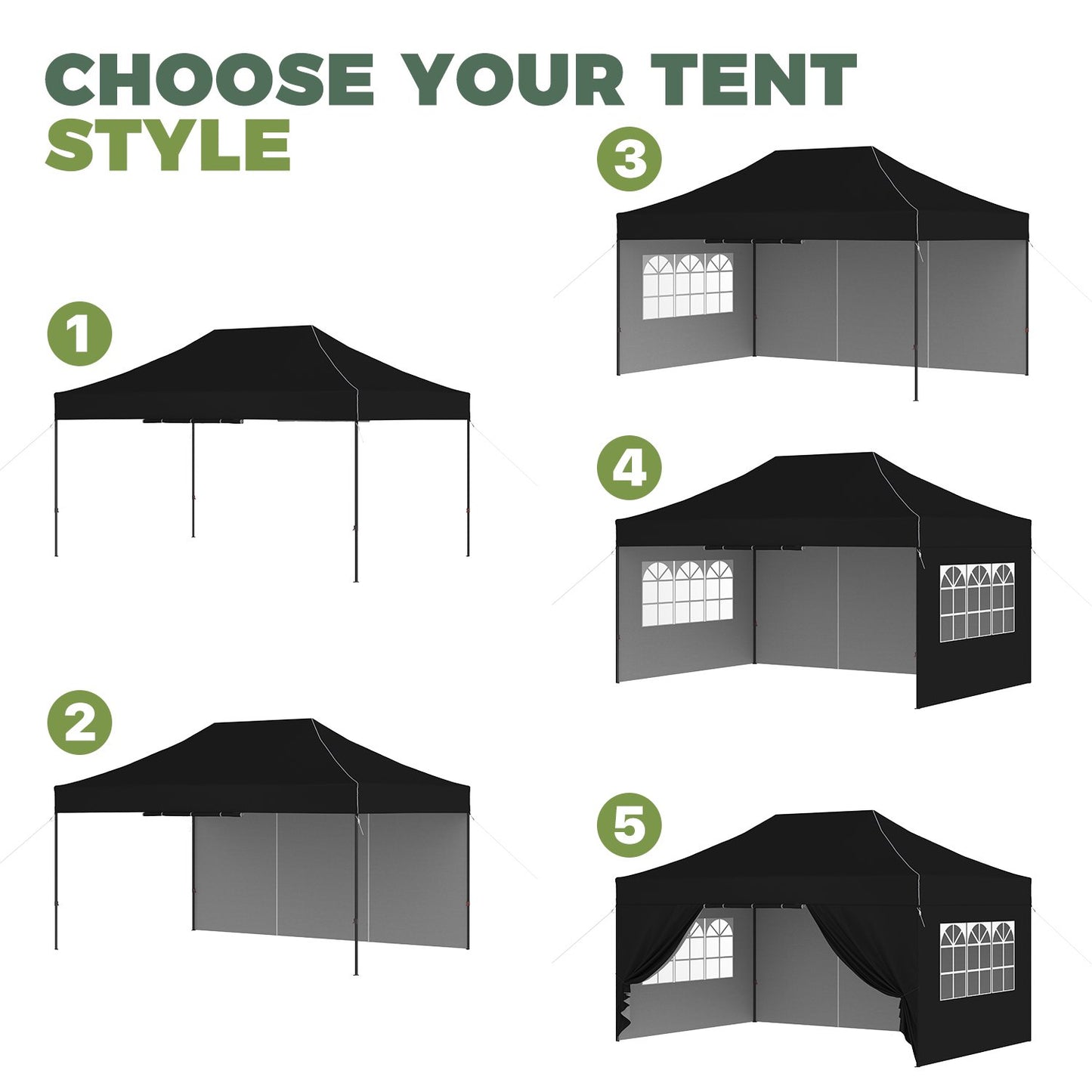Clouddwell 10'x15' Pop Up Canopy Tent with Removable Sidewalls, Adjustable Height Instant Outdoor Canopy, Portable Sun Shade Shelter with 4 Sandbags, Easy Setup for Events, Parties, Black