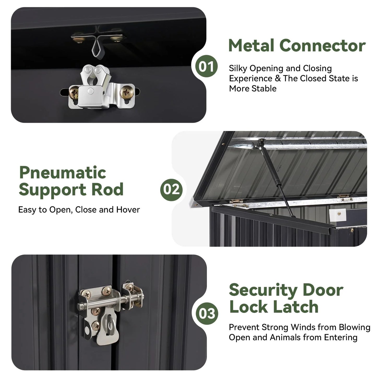 Outdoor Metal Storage Shed 3.3x5.6ft, Waterproof Trash Can Shed w/Lid & Chain for Garden, Backyard, Patio, Aoxun
