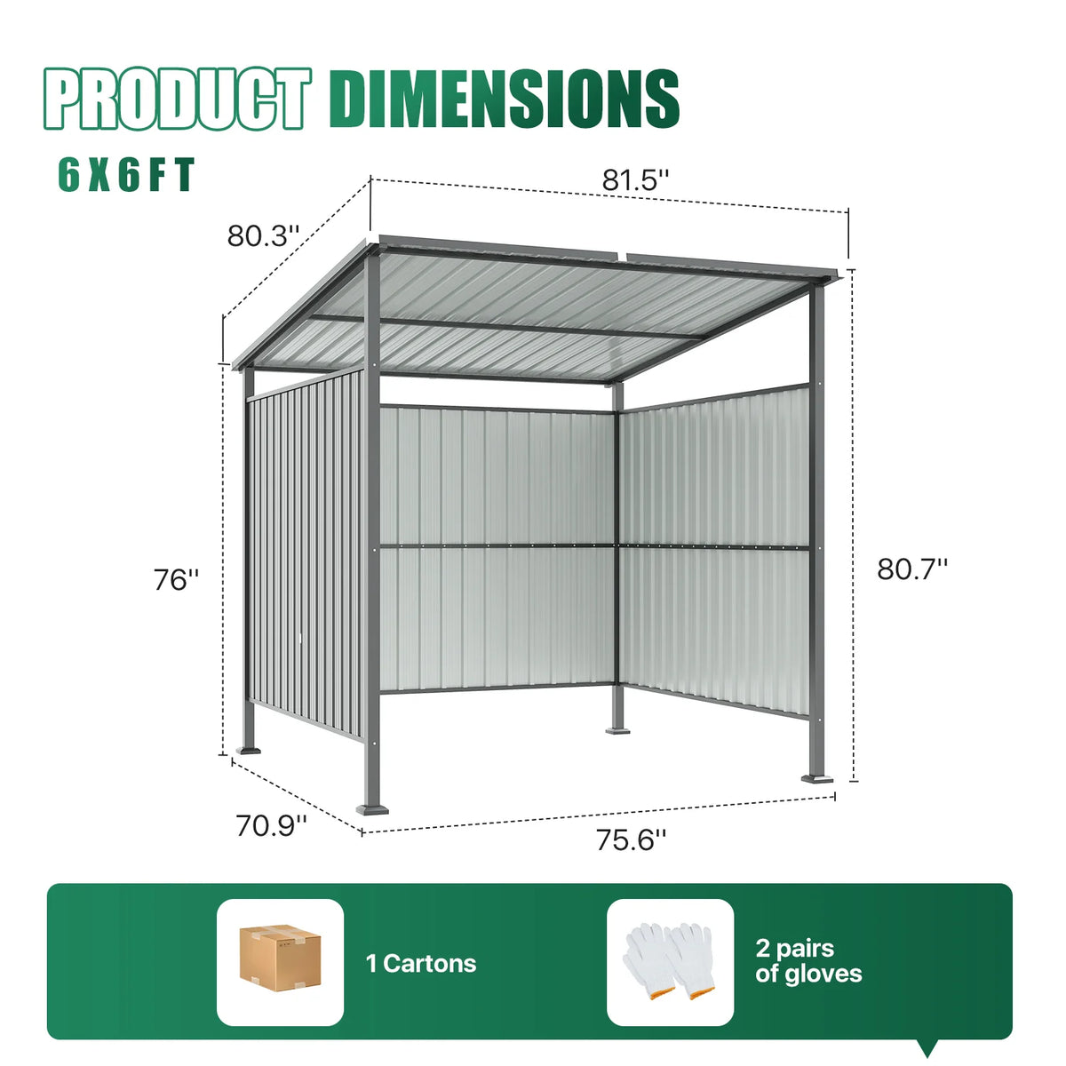 Clouddwell 6' x 6' Shed, Hardtop Grill Gazebo with Shed-Style Storage, Outdoor Metal Pergola, Lean to BBQ Shelter for Patio, Deck