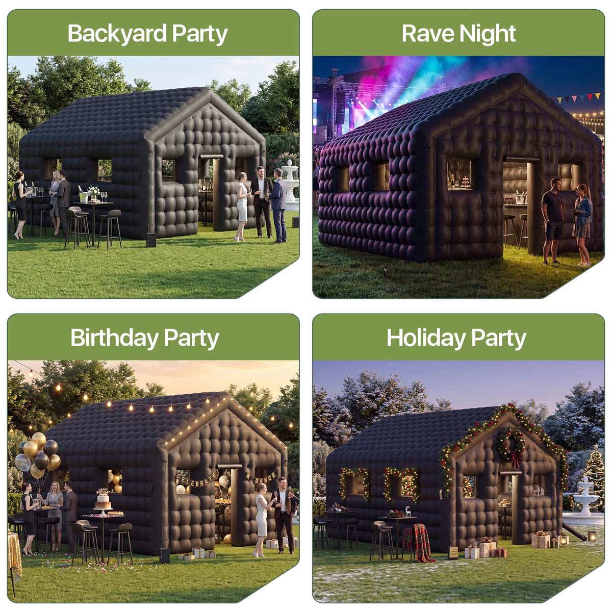 Dateyes 20X16 FT Inflatable Night Club, Large Inflatable Party Tent with 950W Hight Power Blower, Outdoor Nightclub for Adults, Black