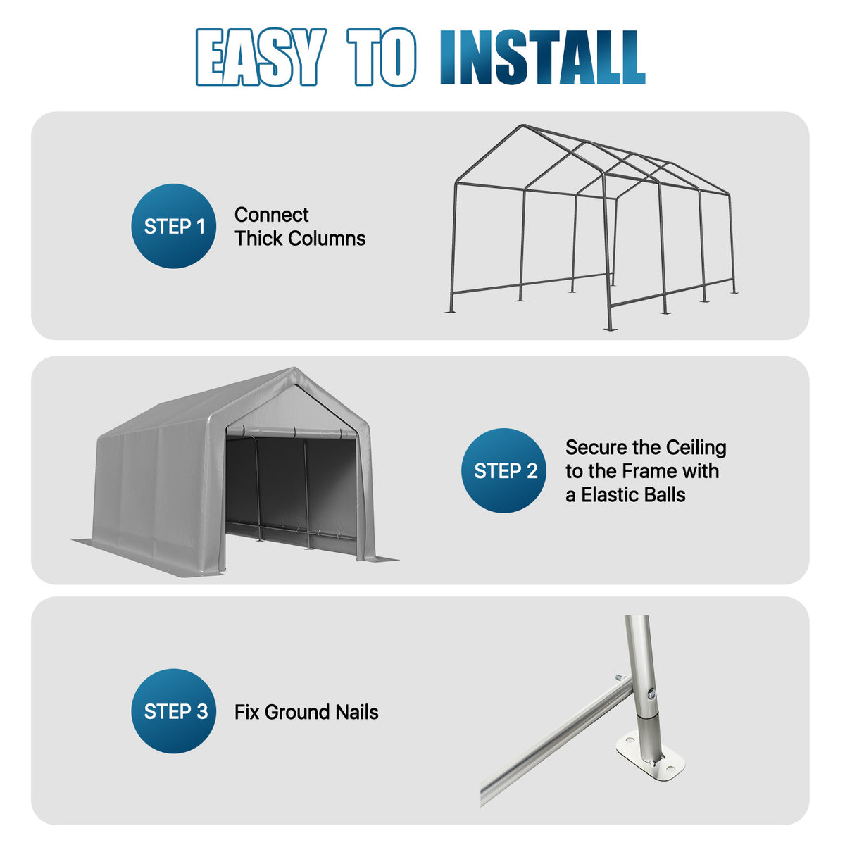Sunmthink 13x20 FT Outdoor Carport Shed, Portable Storage Sheds with Roll-Up Door, Waterproof Storage Tent with Galvanized Steel Frame & Durable Tarp Cover for Cars, Boats, Trucks and Tools Storage