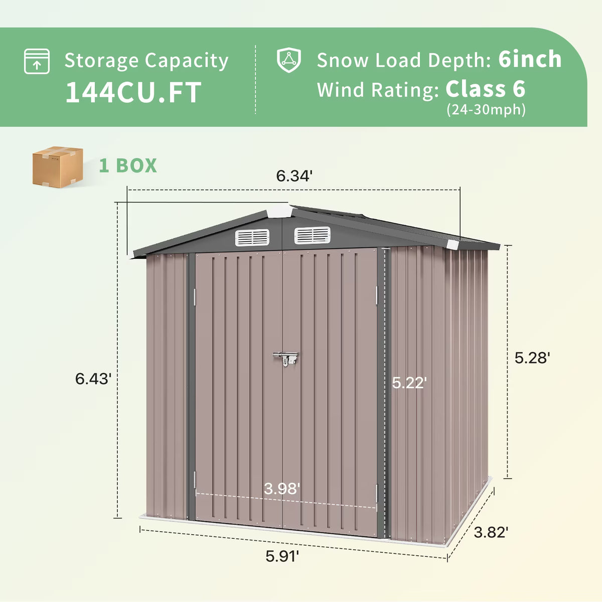 Dateyes 8’x 6’ Outdoor Storage Shed with Base Frame, Metal Garden Tool Shed with Lockable Door, Galvanized Steel Shed for Backyard, Lawn and Patio, Black