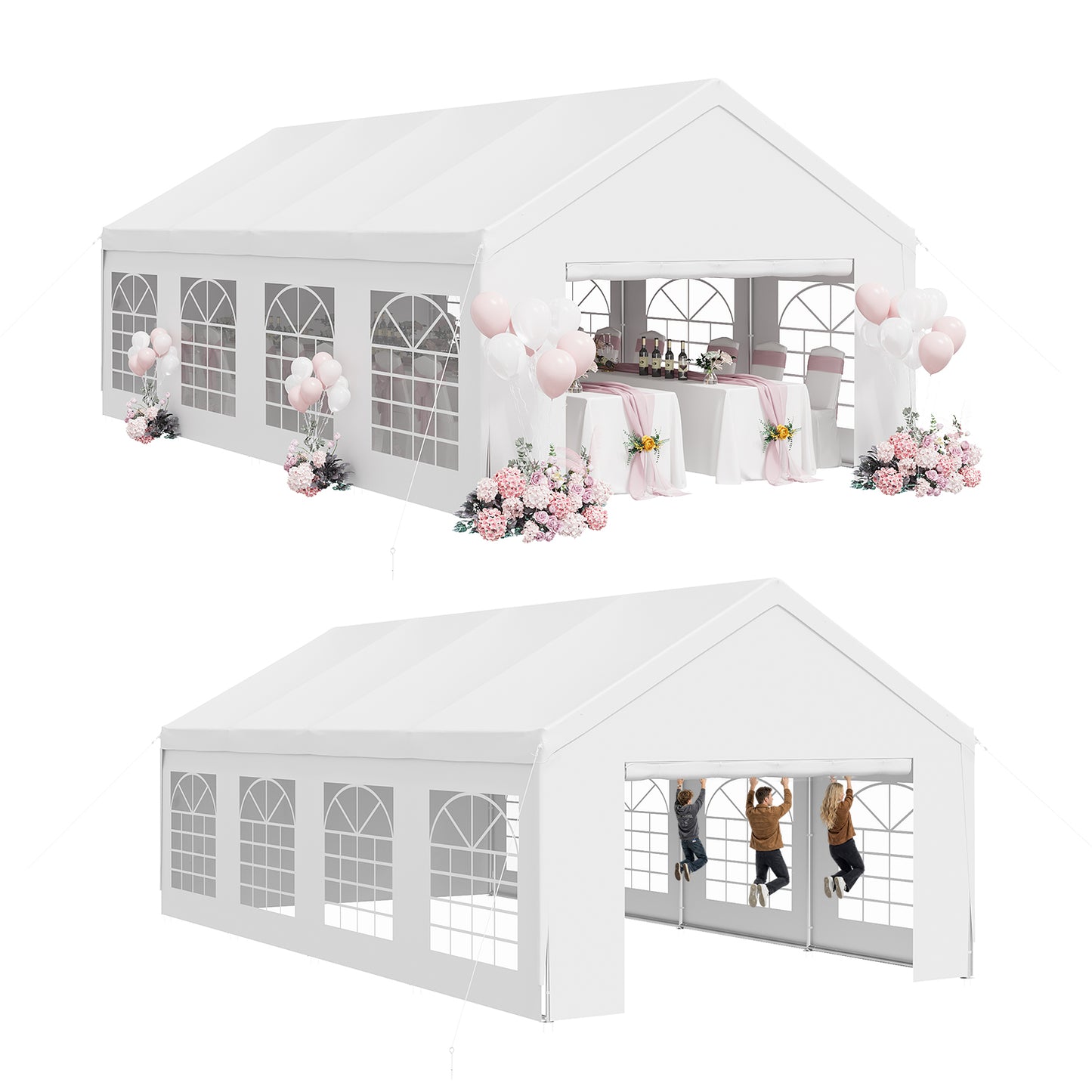 Clouddwell Heavy Duty 13X26FT Party Tent, Large Outdoor Wedding Tent with Removable Sidewalls & Sandbags, Commercial Wedding Large Tent,Carport, BBQ,UV 50+, Waterproof, White