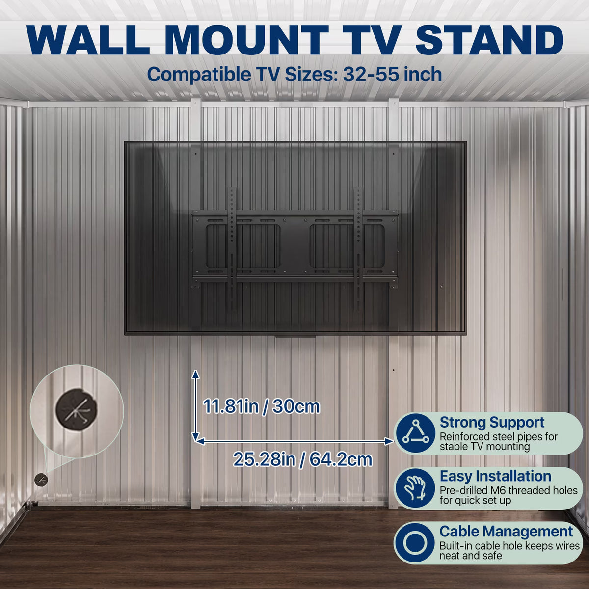 Dateyes 8x7 FT Outdoor Bar Shed with TV Mount & Fold-Down Counter, Metal Outdoor Storage Shed with 2 Windows , Roof Canopy for Patio, Backyard