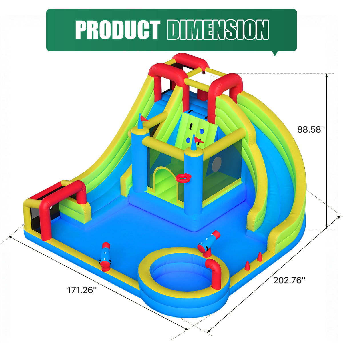 Dateyes 14x17FT Inflatable Water Slide for Kids, Inflatable Bounce Castle with 450W Blower, 8 in 1 Water Park Bounce House for Outdoor Indoor Outdoor Family Backyard Play, Large Water Park
