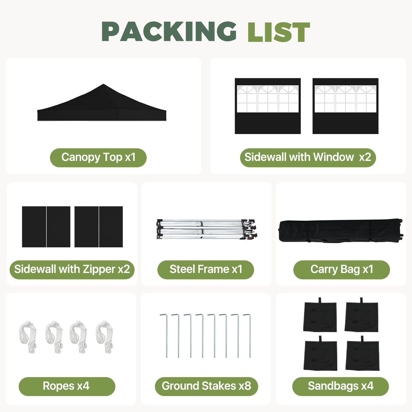 Clouddwell 10'x10' Pop Up Canopy Tent with 4 Removable Sidewalls, Adjustable Height Instant Outdoor Canopy, Portable Sun Shade Shelter with 4 Sandbags, Easy Setup for Parties, Camping, Events, Black