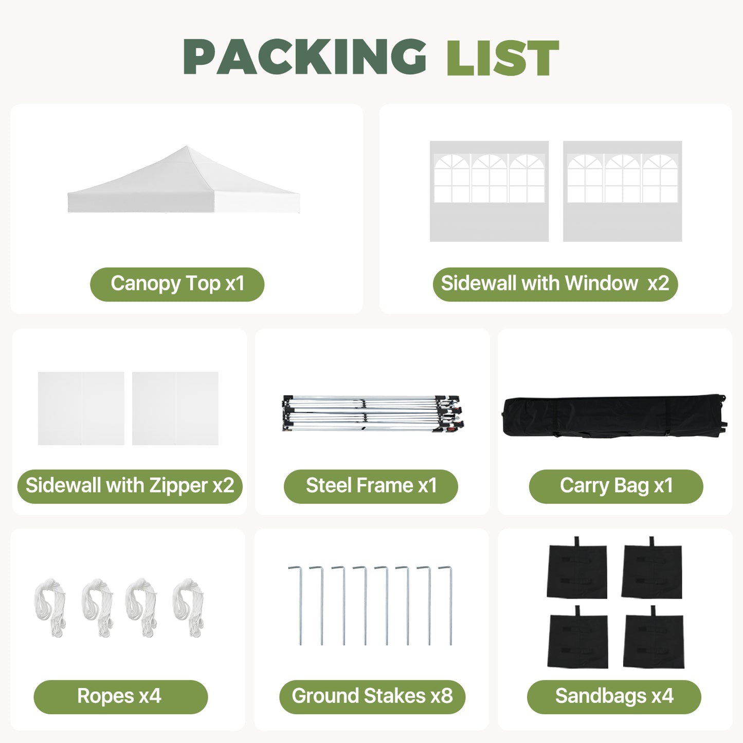 Clouddwell 10'x10' Pop Up Canopy Tent with 4 Removable Sidewalls, Adjustable Height Instant Outdoor Canopy, Portable Sun Shade Shelter with 4 Sandbags, Easy Setup for Parties, Camping, Events, White