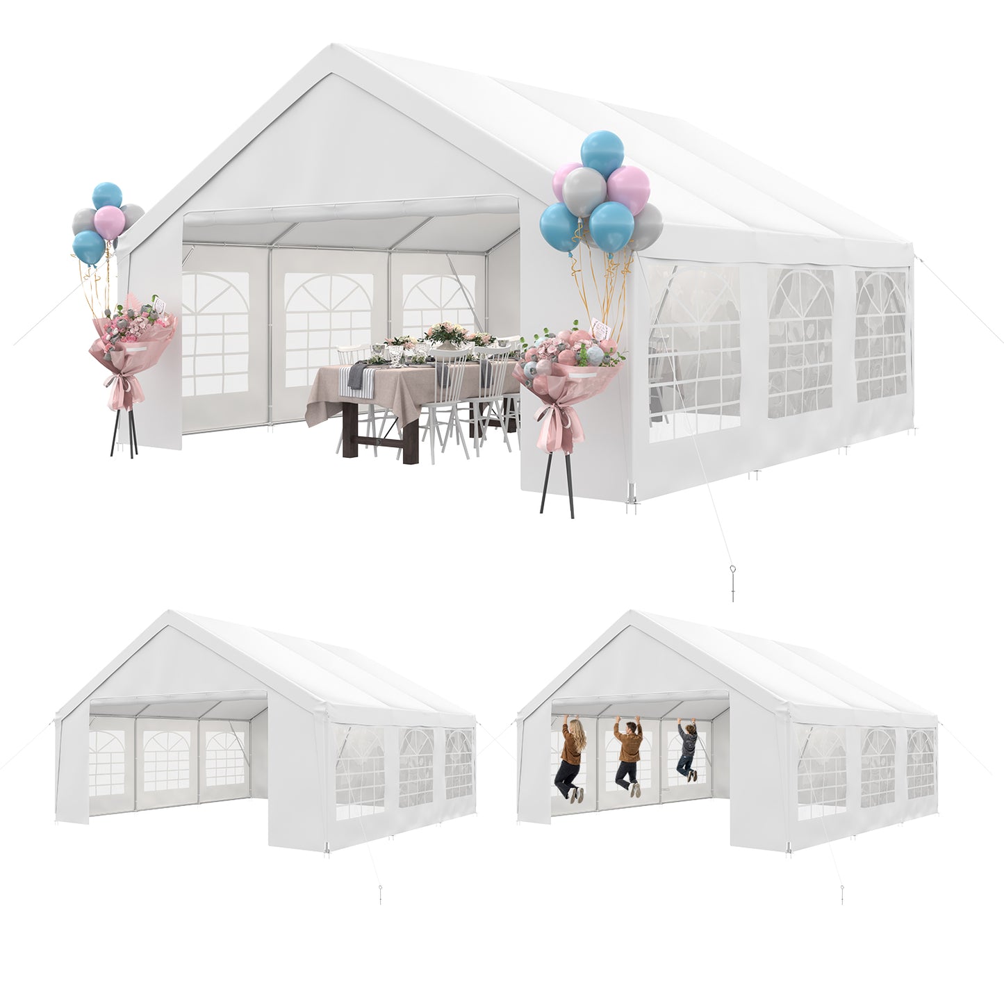 Sunmthink 20x20 Party Tent, Tent for Party, Canopy Tent with Heavy-Duty Steel Frame&Removable Sidewalls, Event Tent with Roll-up Door for Weddings, Birthday Parties & Camping