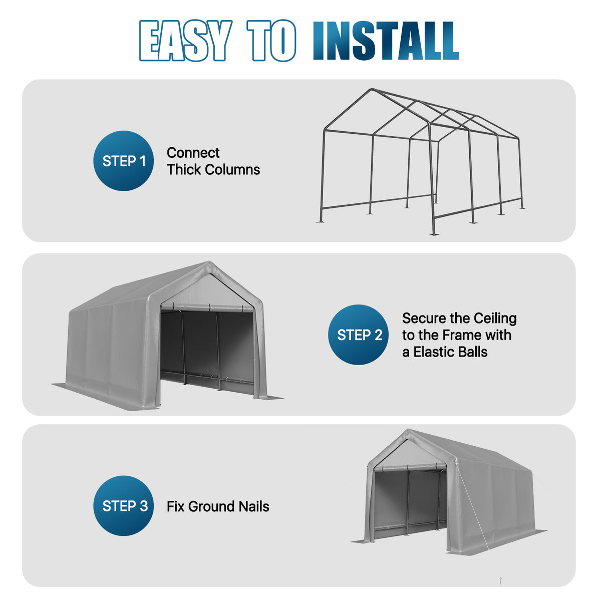 Sunmthink 8x14 FT Outdoor Carport Shed, Portable Storage Sheds with Roll-Up Door & Window, Motorcycle Shelter with Galvanized Steel Frame & Durable Tarp Cover for Bike, Lawn Equipment