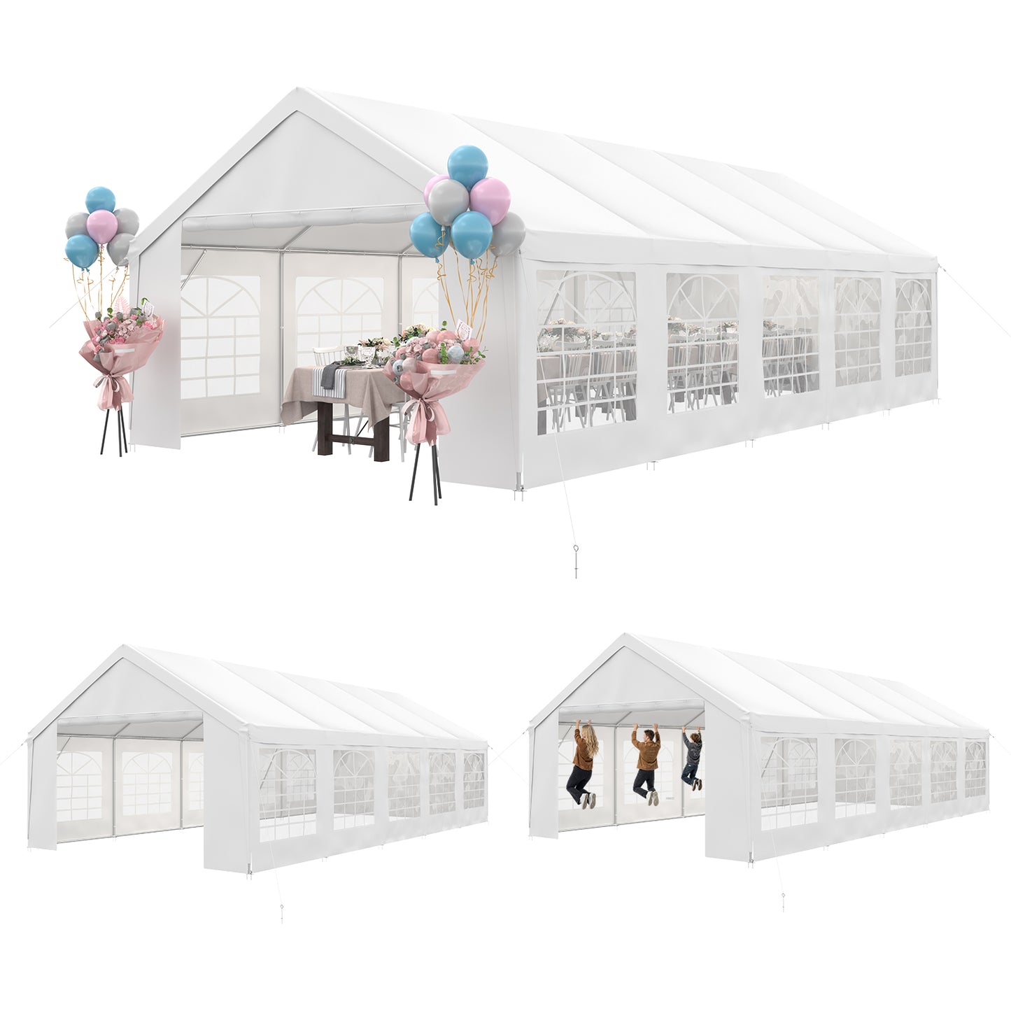 Sunmthink 32x16 Party Tent, Tent for Party, Canopy Tent with Heavy-Duty Steel Frame&Removable Sidewalls, Event Tent with Roll-up Door for Weddings, Birthday Parties & Camping