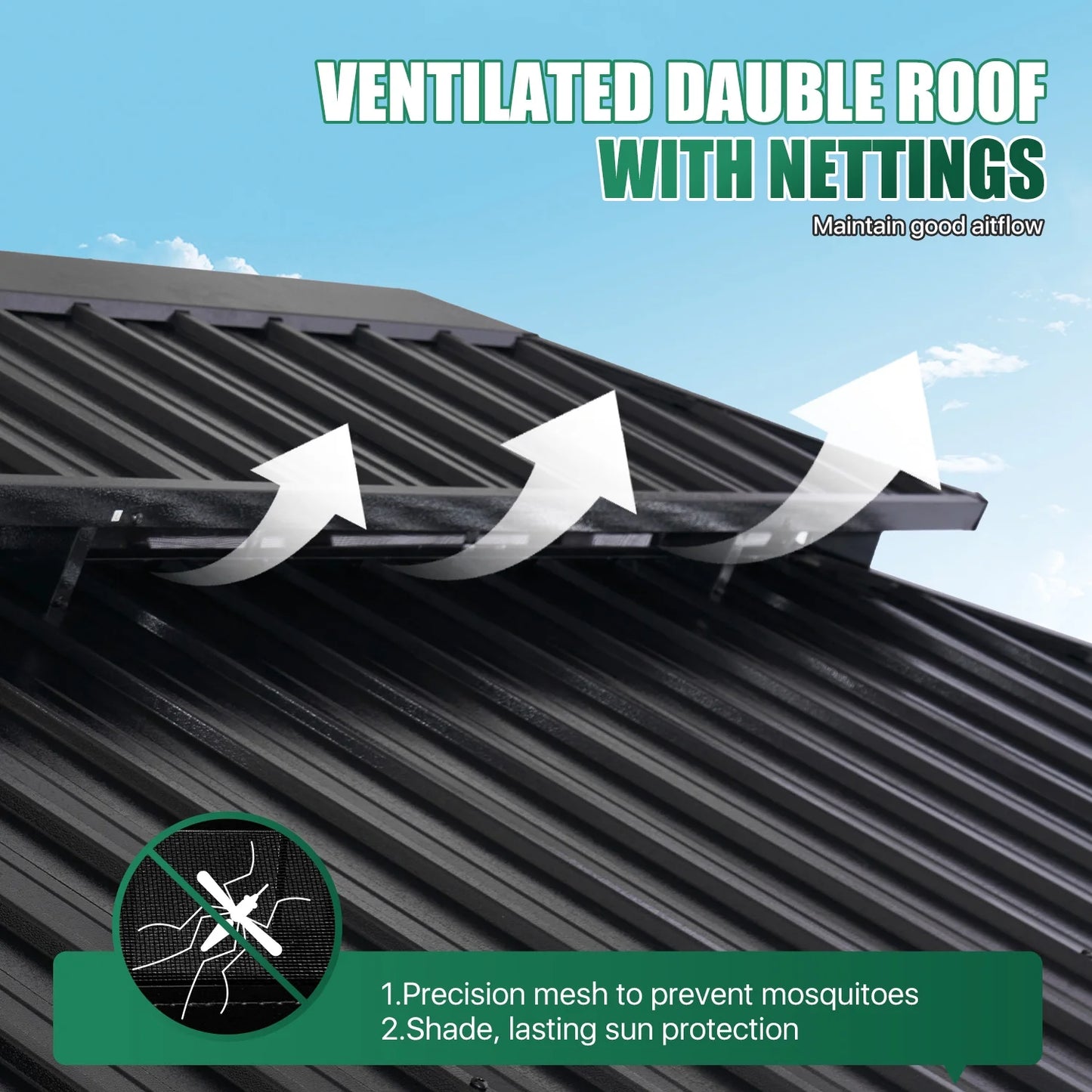 Clouddwell 10' x 14' Gazebo for Patio, Gazebo Pergola with Sloped Roof, Large Wall-Mounted Heavy Duty Awnings, for Deck, Patio and Backyard