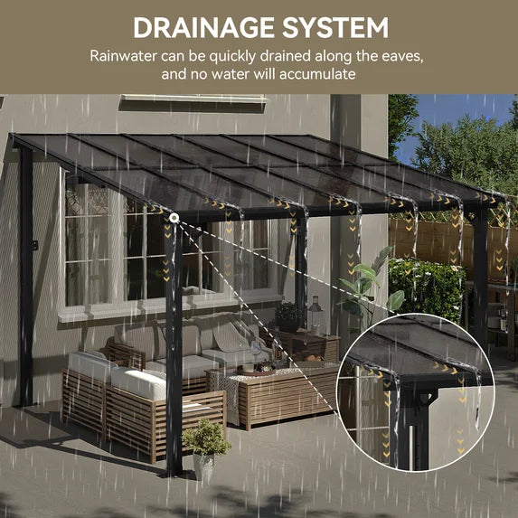 Aoxun 10' x 12' Gazebo for Patio, Large Wall-Mounted Heavy Duty Awnings, Gazebo Pergola with Sloped Roof, for Backyard, Deck, Patio