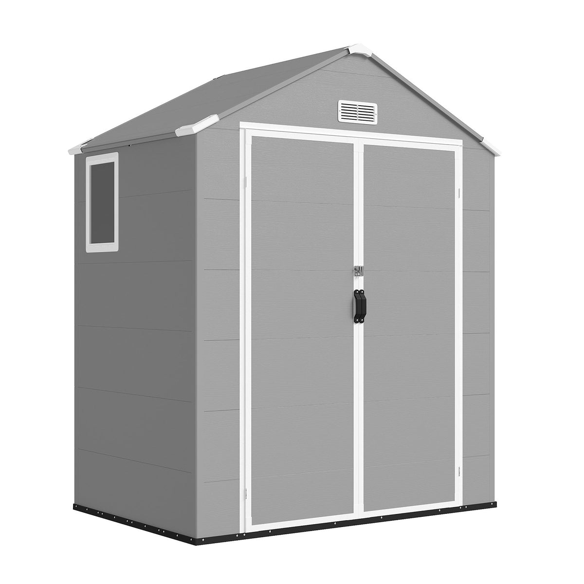 Dateyes 6 x 4 FT Resin Outdoor Storage Shed, Outdoor Sheds with Floor & Window, All-Weather Heavy Duty Plastic Shed for Backyard, Garden, Patio, Light Gray