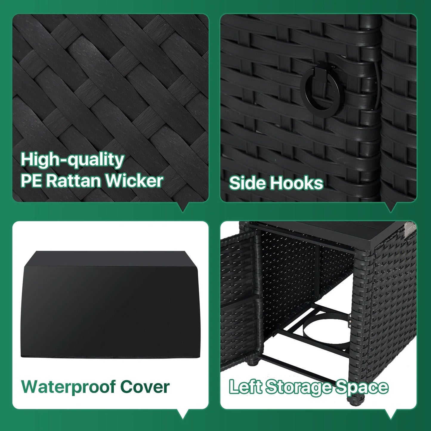 Clouddwell 12-Piece Patio Furniture Set With Fire Table On Sale, Black Rattan Wicker Outdoor Sectional Sofa Couch with Table Patio Conversation Set for Lawn& Backyard,Beige