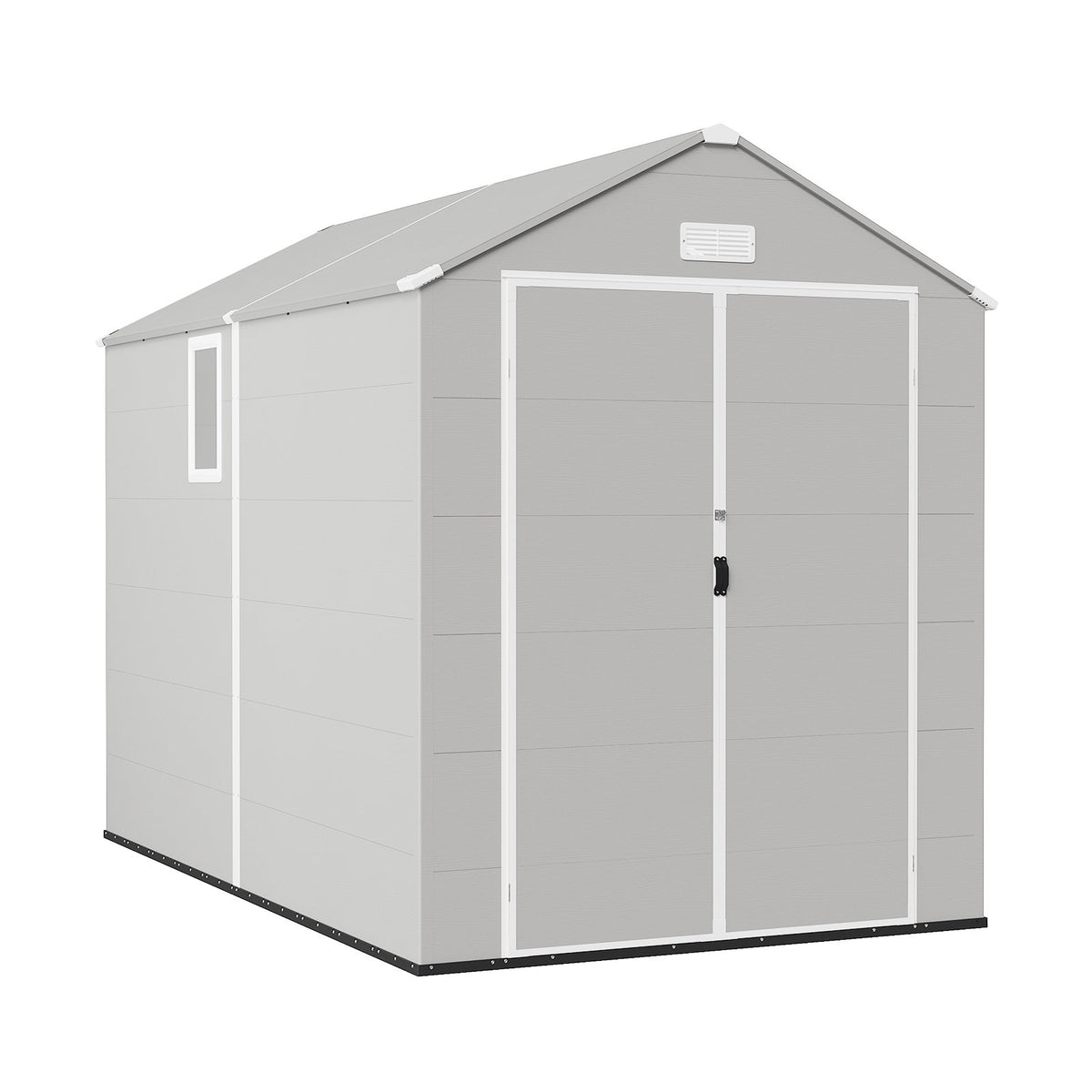 Dateyes 6 x 10 FT Resin Outdoor Storage Shed, Outdoor Sheds with Floor & Window, All-Weather Heavy Duty Plastic Shed for Backyard, Garden, Patio, Light Gray