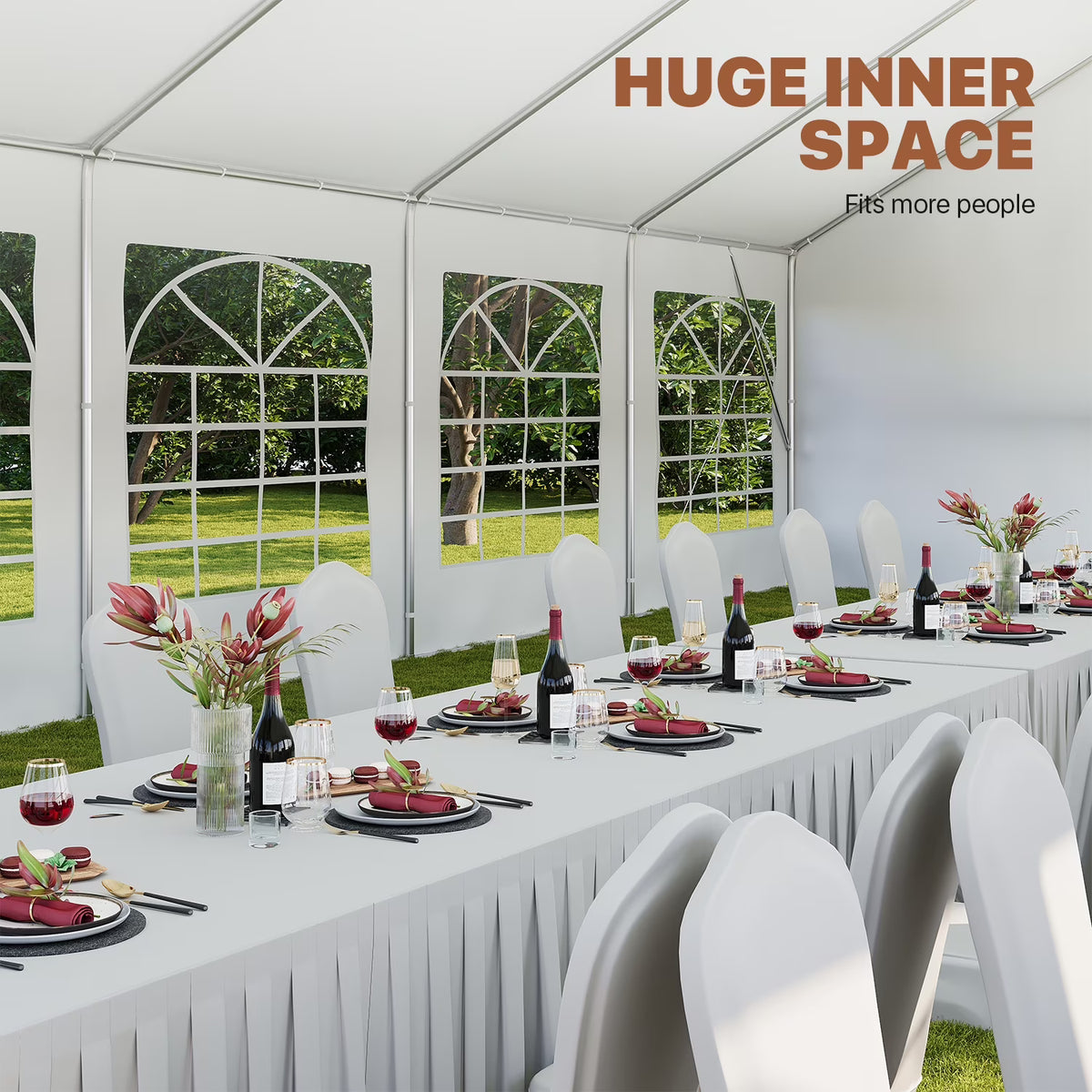 Dateyes 32x16 FT Heavy Duty Party Tent with Removable Sidewalls , 512 sq.ft Covered Waterproof Event Canopy for Outdoor Gatherings, Wedding, BBQ, Birthday, Commercial Event