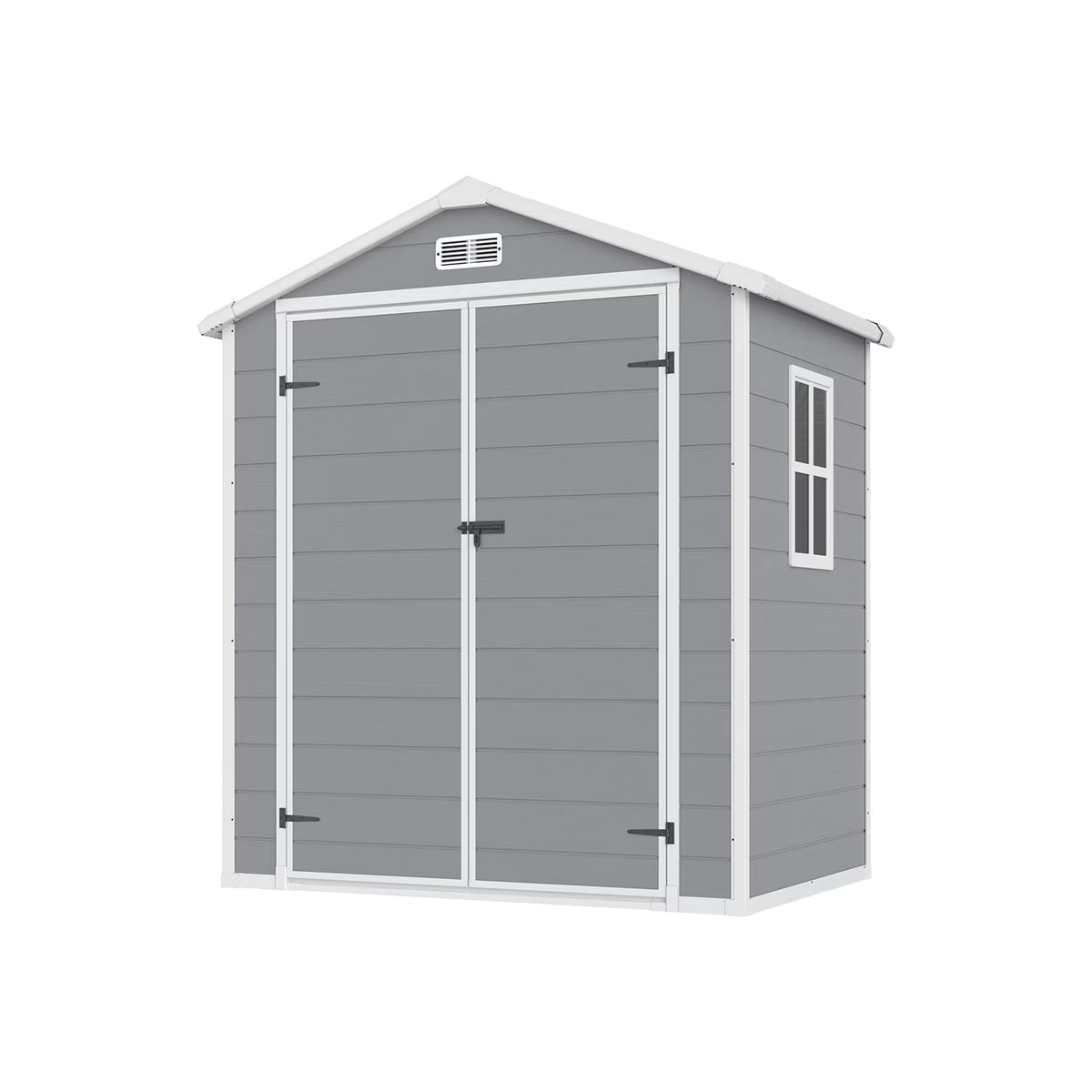Dateyes 6 x 4 FT Resin Outdoor Storage Shed, Outdoor Sheds with Floor & Window, All-Weather Heavy Duty Plastic Shed for Backyard, Garden, Patio, Gray