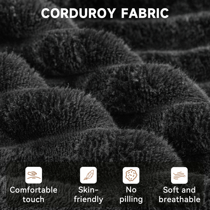 Sunmthink Cloud Couch Corduroy Modular Sectional Sofa L-Shape Boneless Couch with Wide Armrests and Cup Holders for Living Room Bedroom, No Assembly Required (Black)