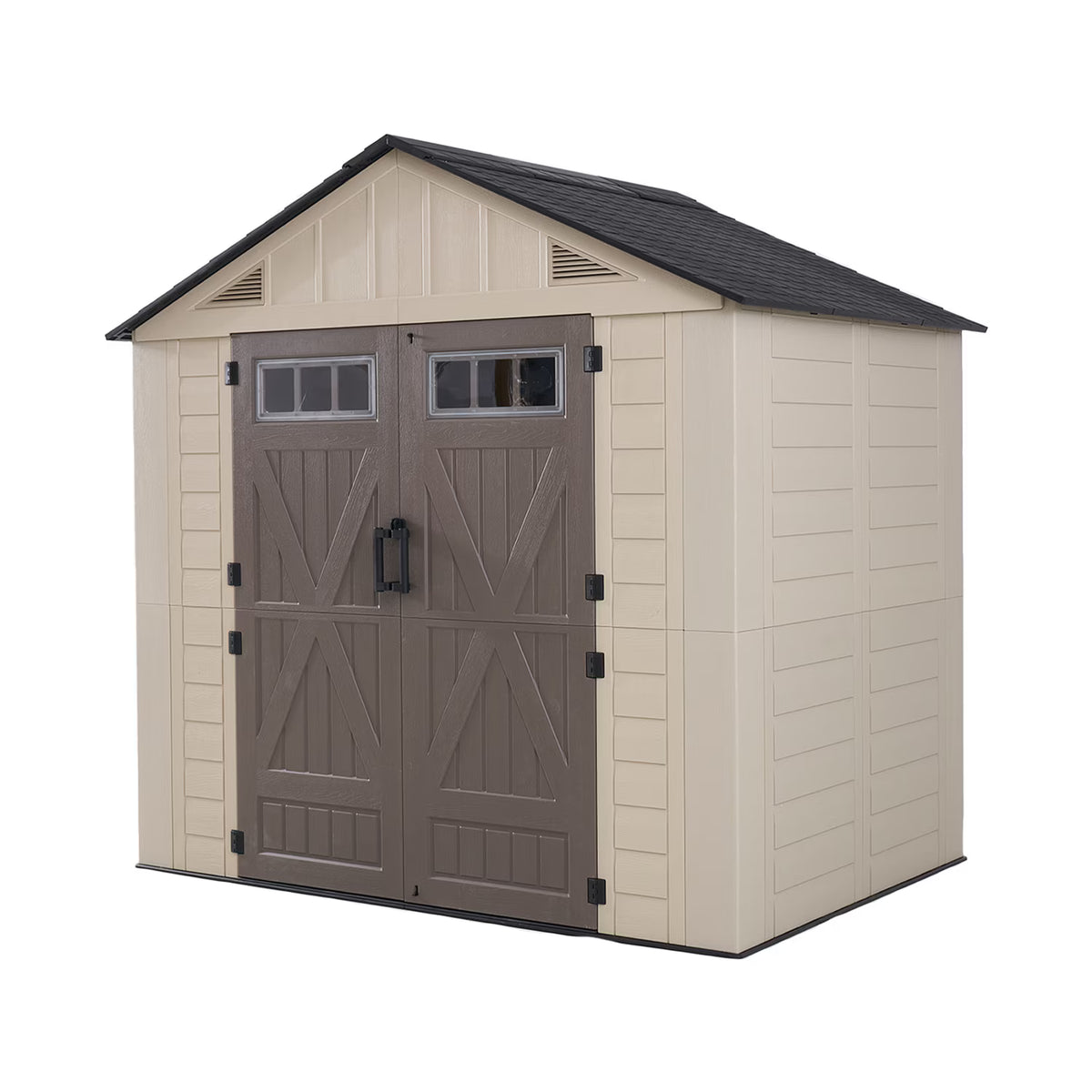 Dateyes 6'x8' Heavy Duty Resin Outdoor Storage Shed with Floor, All-Weather Resin Tool Shed with Window & Lockable Double Doors, Easy Assembly for Garden, Patio, Backyard