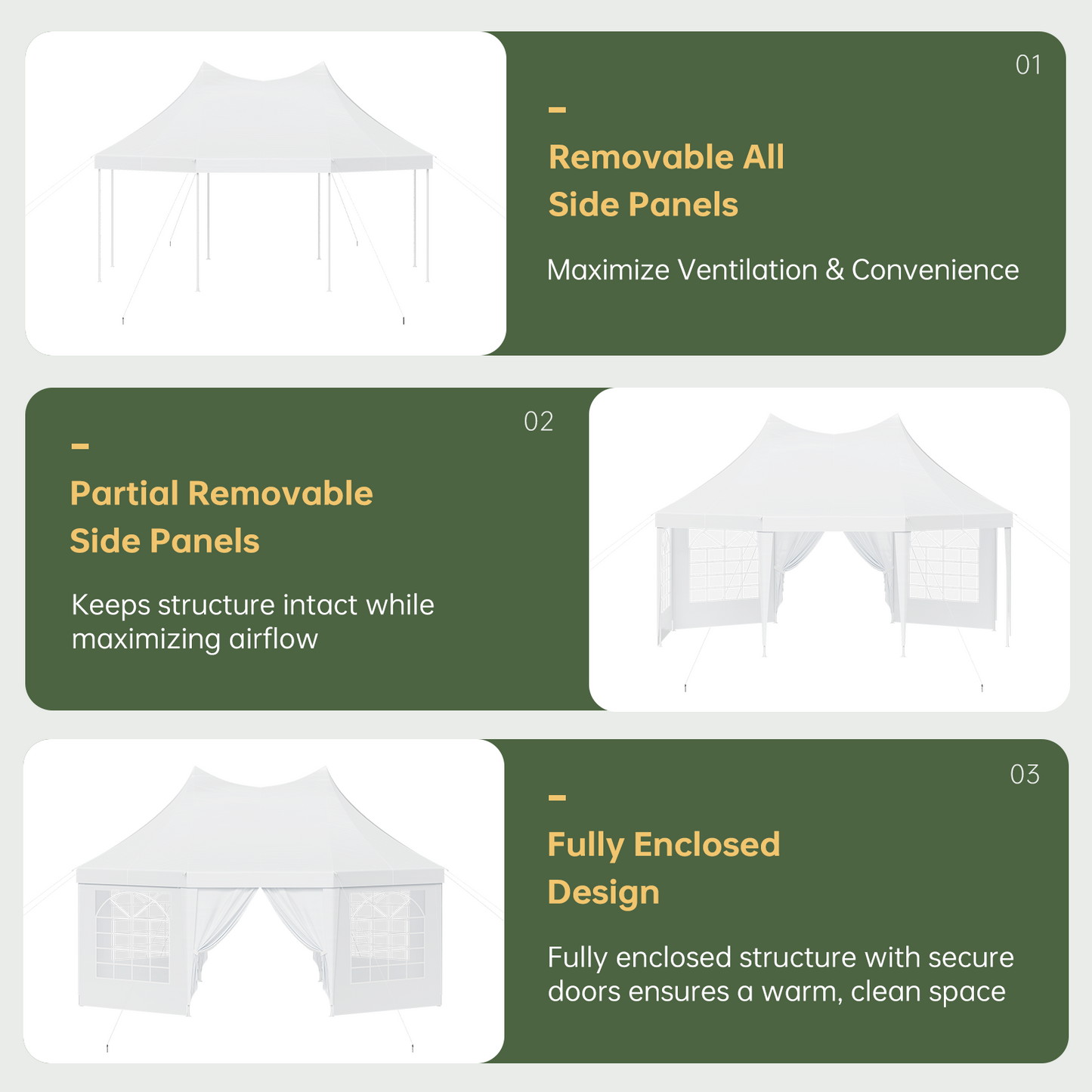 Aoxun 15x20FT Party Tent Canopy 8-Sided Hexagon Heavy Duty Waterproof Event Shelter for Outdoor Weddings, Commercial,Patio Parties & Backyard Gatherings, UV-Resistant