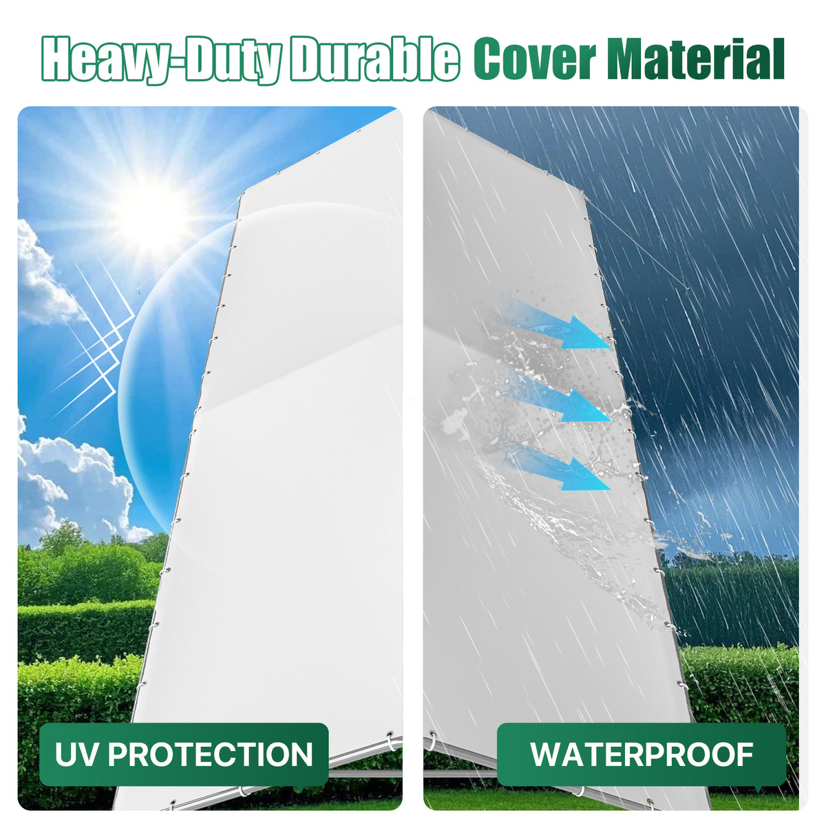 Dateyes 10x20 FT Carport, Heavy Duty Carport Canopy with Adjustable Height, Outdoor Carport Shelter with Reinforced Frame, Portable Garage for Cars, Boats and Trucks, White