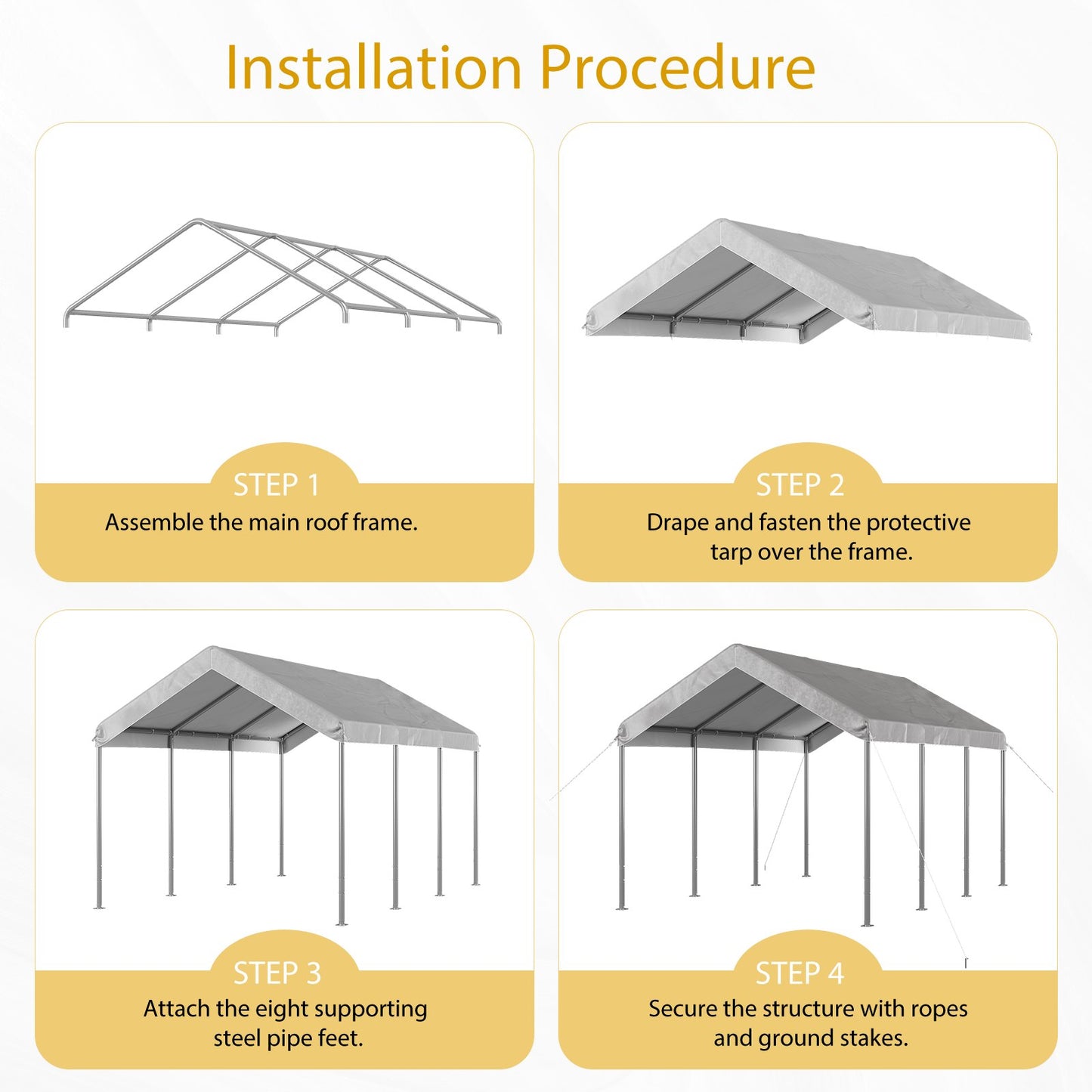 Aoxun 10x15 ft Heavy Duty Carport Canopy, Potable Car Canopy with Adjustable Height, Outdoor Carport Shelter Portable Garage with Reinforced Frame for Cars, Boats, Trucks, Gray
