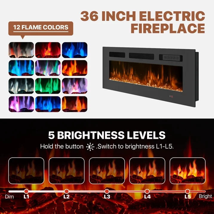Sonegra Fireplace TV Stand with Electric Fireplace up to 90", Entertainment Center with Fireplace, LED 80" Modern TV Console with Storage for Livingroom, Black
