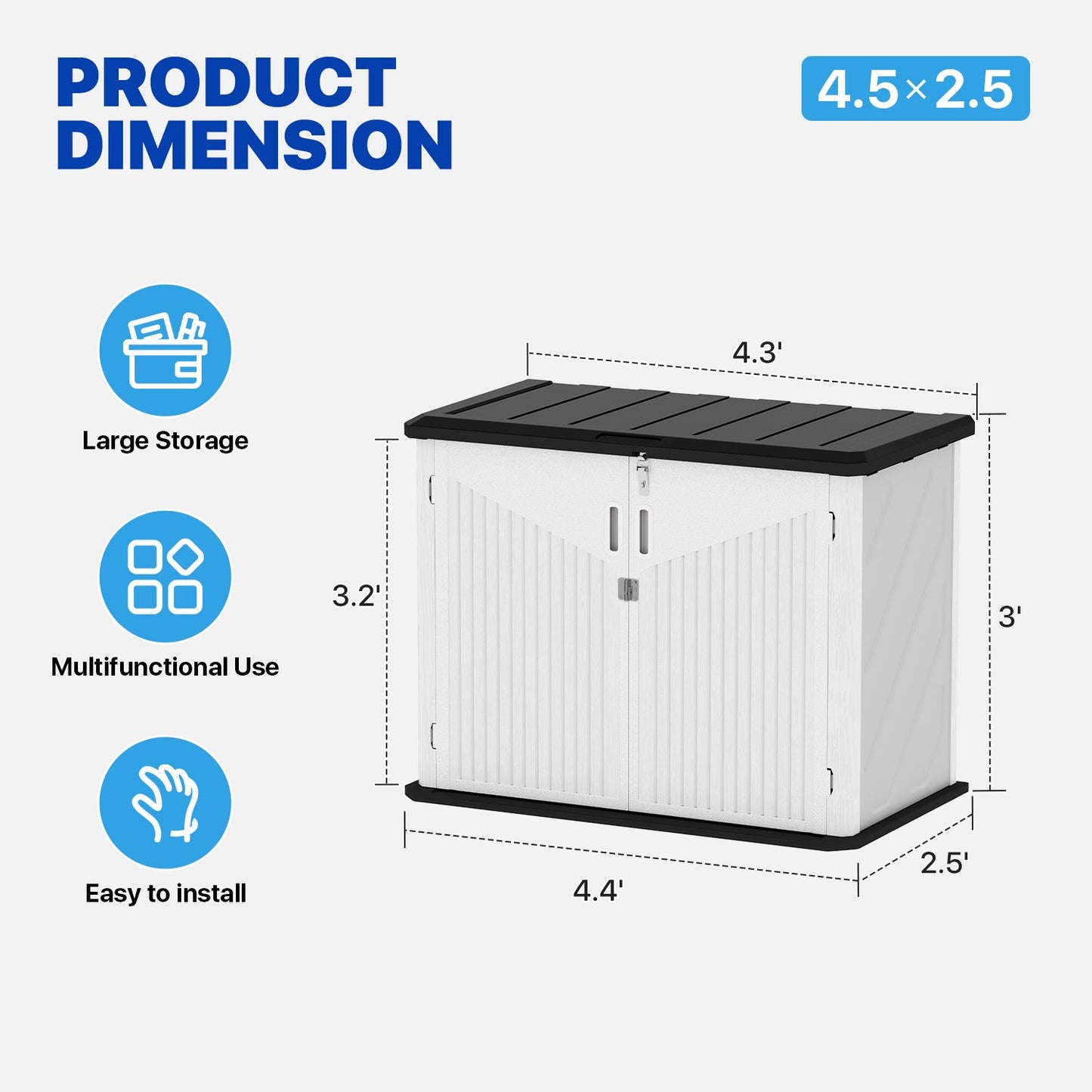 Cloudwell Outdoor Storage Shed, 35 Cu.Ft Vertical Waterproof Resin Storage Cabinet for Garage Storage, Pool Storage, Bike Shed, Garden Tools, Patio Furniture, White