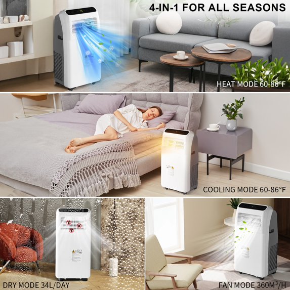 Clouddwell 11500 BTU Portable Air Conditioner and Dehumidifier Function Remote, 4 In 1 Ultra High Power