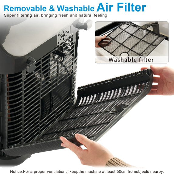 Clouddwell 11500 BTU Portable Air Conditioner and Dehumidifier Function Remote, 4 In 1 Ultra High Power