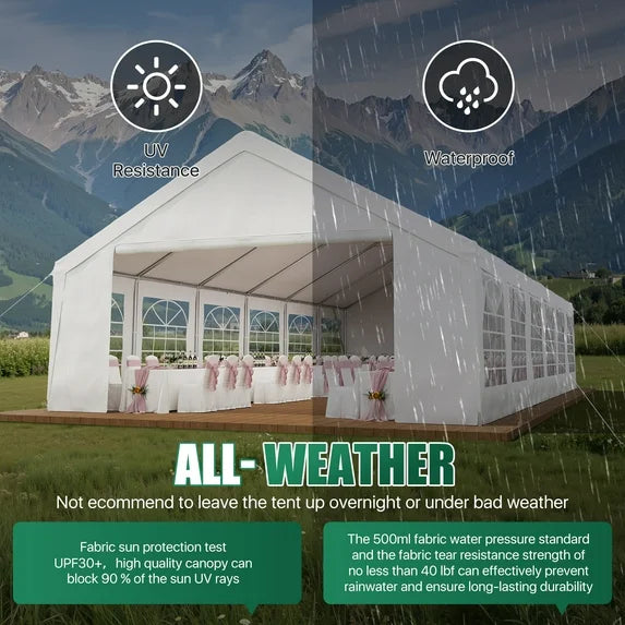 Clouddwell 40*20FT Party Tent,Heavy Duty Outdoor Awning Tent,with Removable Sidewalls, Commercial Wedding Big Tent,Carport, BBQ,UV 50+, Waterproof, White