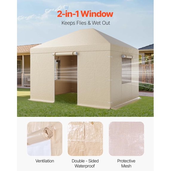 Clouddwell Winter Gazebo Cover Fits 10 x 12 ft Hardtop Gazebos, All-Weather Gazebo Cover with Sidewalls & Mesh Windows, High-Density PE Material