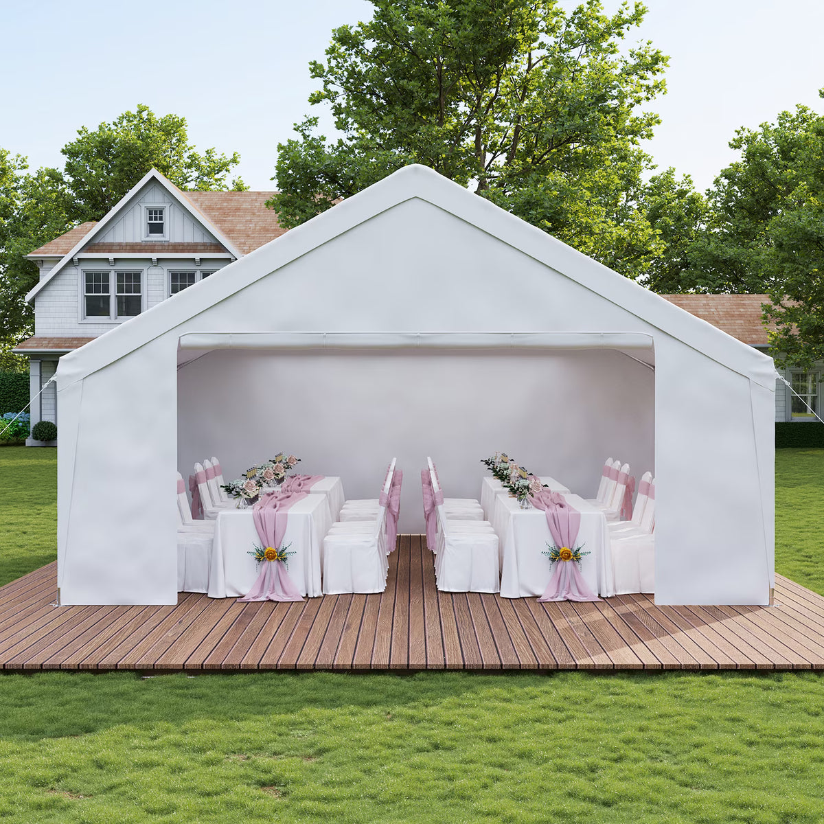 LazySunsets 20*20FT Party Tent,Heavy Duty Outdoor Awning Tent,with Removable Sidewalls, Commercial Wedding Big Tent,Carport, BBQ,UV 50+, Waterproof, White
