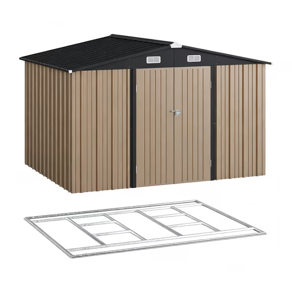 Cloudwell 10x8 ft Shed with Base Heavy-Duty Galvanized Steel Outdoor Storage Shed