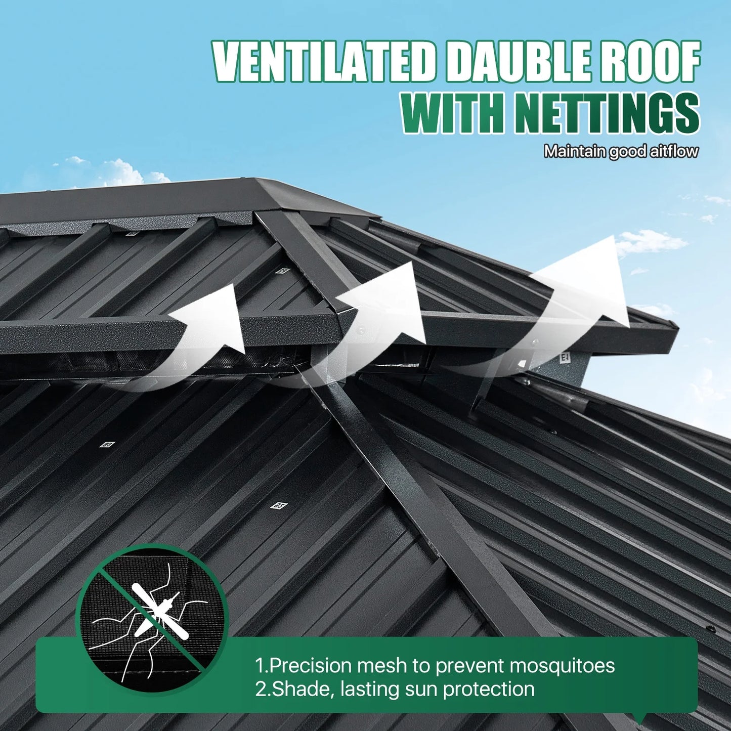 Clouddwell 12' x 20' Gazebo for Patio, Gazebo Pergola with Sloped Roof, Large Wall-Mounted Heavy Duty Awnings, for Deck, Patio and Backyard