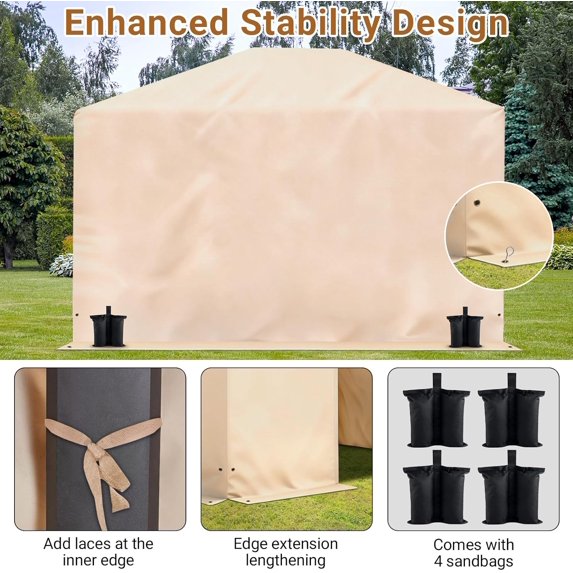 Clouddwell 10'x12' Universal Winter Gazebo Cover Plus, Waterproof Enclosed Cover with Sidewalls & Ventilated Mesh Windows