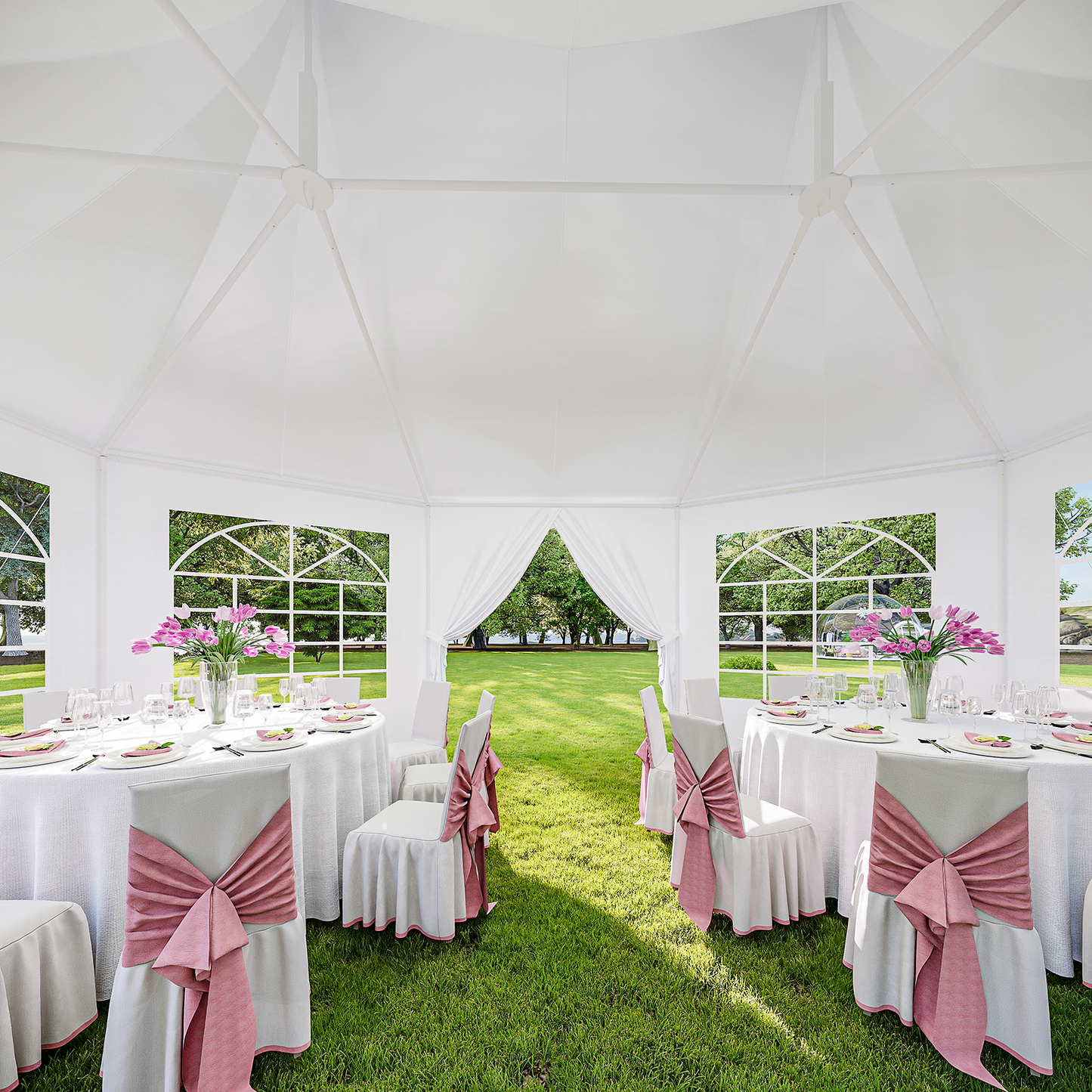 Aoxun 15x20FT Party Tent Canopy 8-Sided Hexagon Heavy Duty Waterproof Event Shelter for Outdoor Weddings, Commercial,Patio Parties & Backyard Gatherings, UV-Resistant