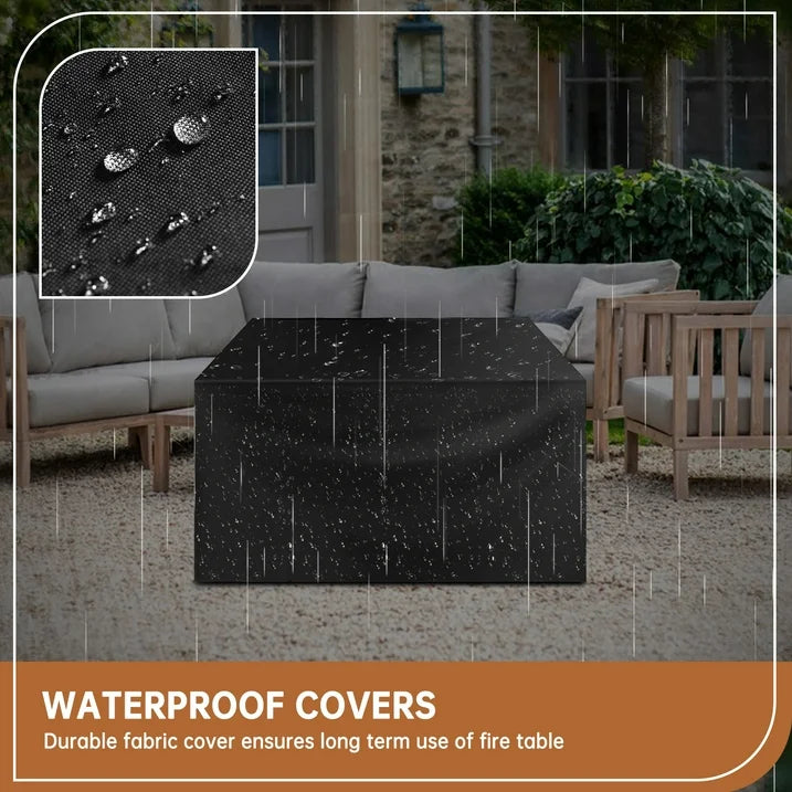 Clouddwell 40" Propane Fire Pit Table, 50,000 BTU Auto Ignition Steel Gas Fire Pit with Removable Lid & Waterproof Cover for Patio, Backyard, Black