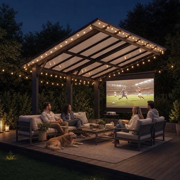 Dateyes 14'x10' Freestanding Hardtop Gazebo Pergola Heavy Duty Patio Carport with Multi Wall Polycarbonate Roof, Wall Mounted Awning for Decks, Weatherproof & Low Maintenance