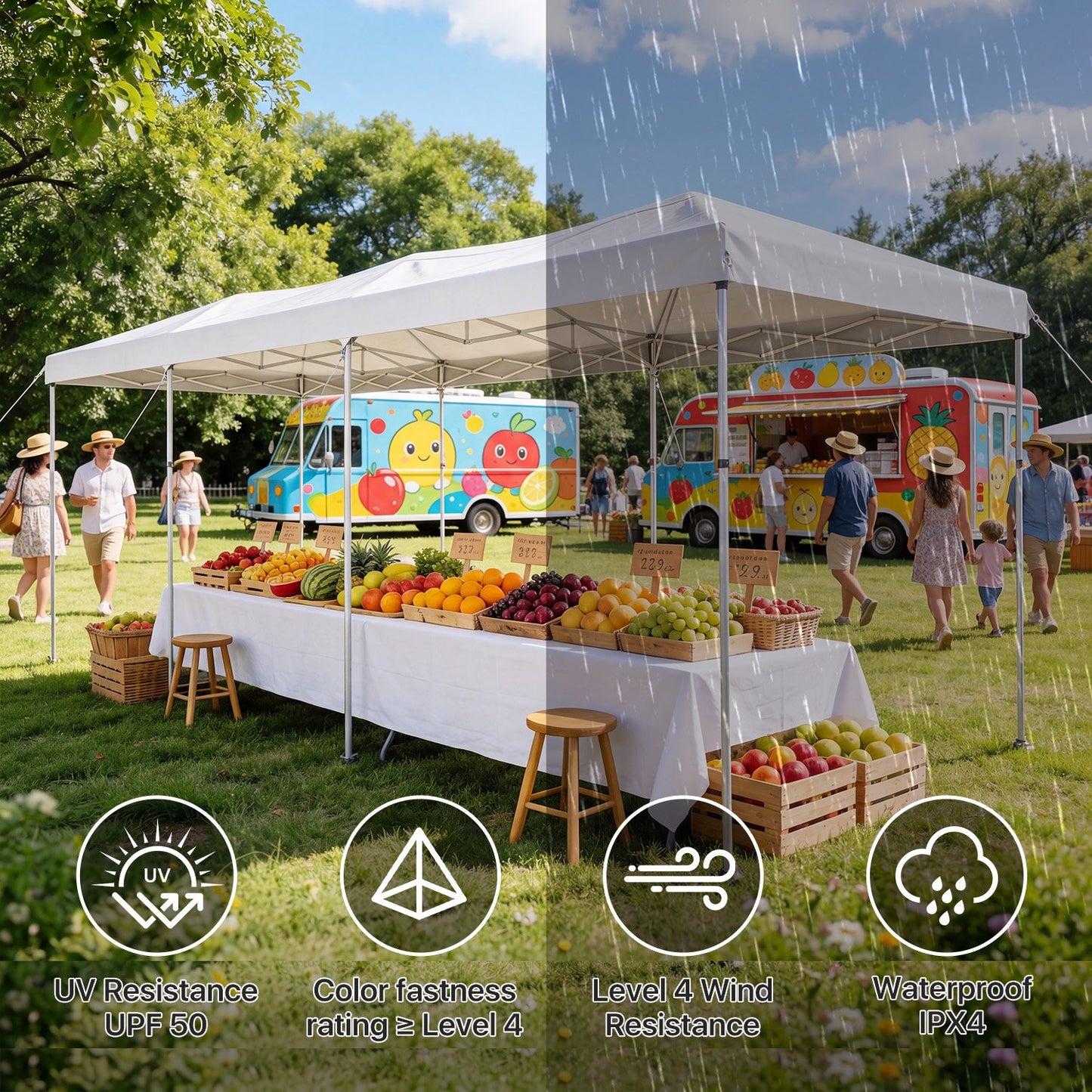 ClouDDwell Pop up Canopy, Party Tent, 10x30 ft. Portable Outdoor Event, Instant Shelter Canopy with 6 Removable Sidewalls and 1 Carry Bag, White