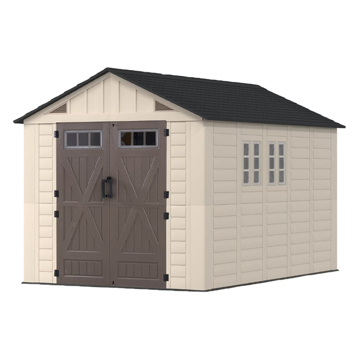 Clouddwell 8x12 FT Outdoor Storage Shed with Floor, HDPE Resin Garden Storage House with Double Doors, Windows & Ventilation, Heavy Duty Backyard Tool Shed for Lawn Equipment and Garden Supplies