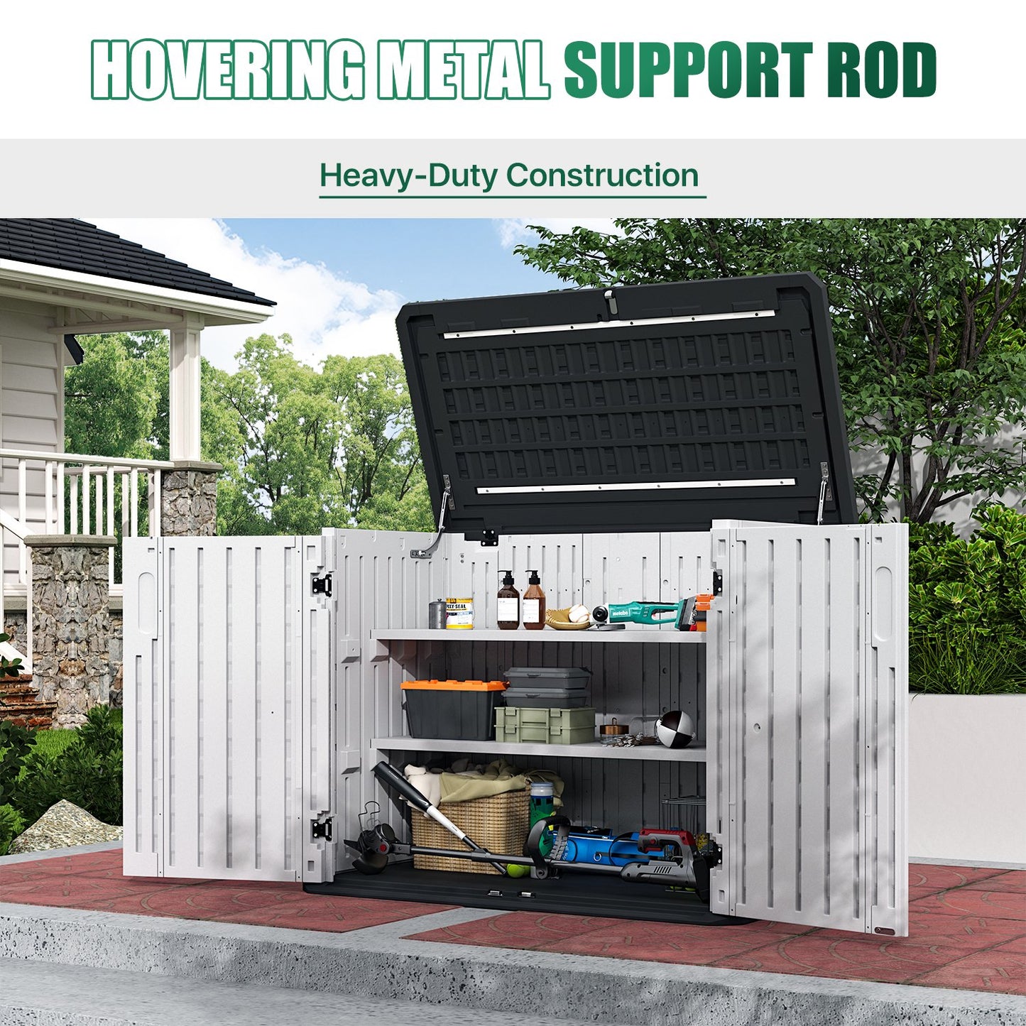 Clouddwell Outdoor Storage Shed, 35 Cu.Ft Vertical Storage Sheds with Shelf, Waterproof Resin Cabinet for Garage Storage, Pool Storage, Bike Shed, Garden Shed, Outdoor Storage(White)