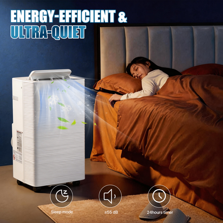 YardCache 12000 BTU Portable Air Conditioners, 4-1 Standing Smart Cooling AC with Remote Control, Cooling, Heating， Dehumidifier and Fan, Automatic Unit for Bedroom, 55dB Quiet, Portable AC for Room