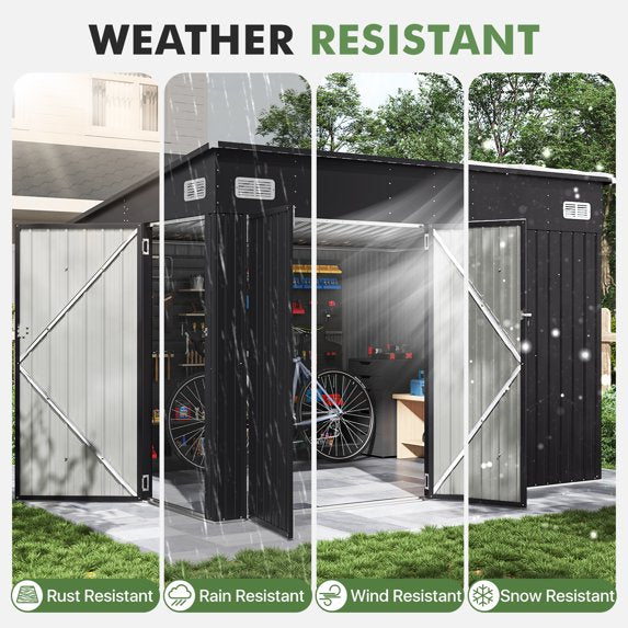 Clouddwell Shed with Triple Doors 9.5x7.4 Ft Galvanized Steel Storage Sheds