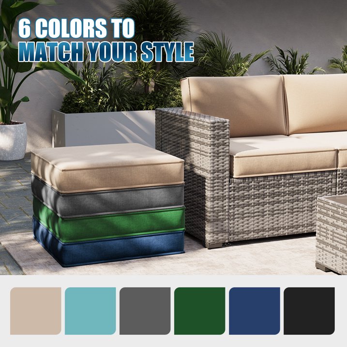 Clouddwell 7-Piece Premium Outdoor Cushion Set, High-Resilience Waterproof Cushions for 4-Seat Wicker Sectional(Off-White)