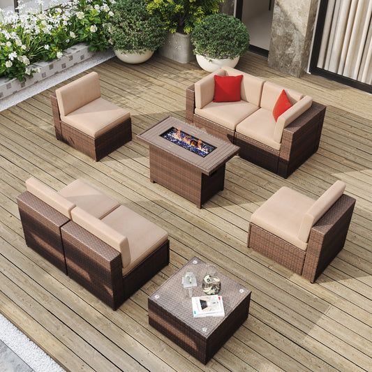 Clouddwell Casablanca 7-Piece Modular Rattan Seating Set with Coffee Table